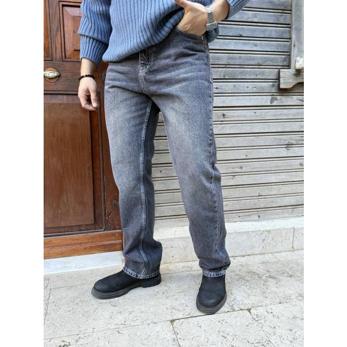 Taş Yıkama Beyaz Dikişli Kot