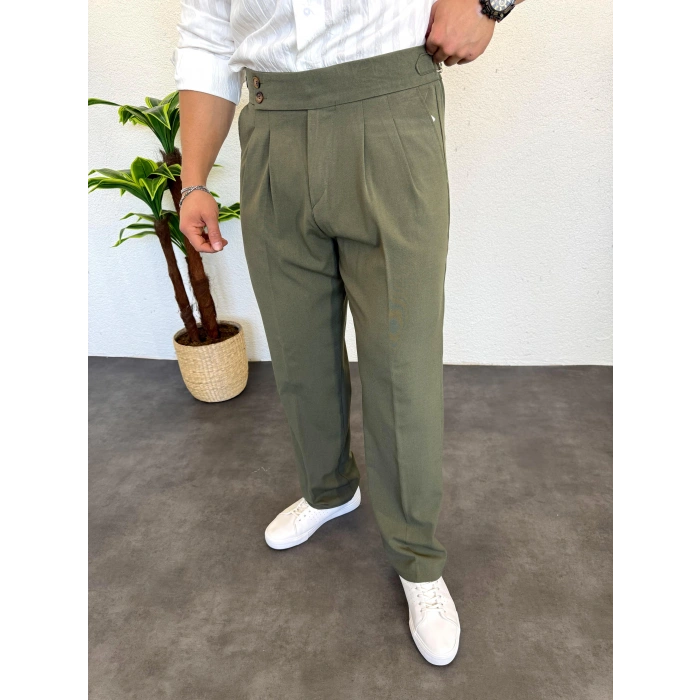 Tokalı Harvest Baggy Kumaş Pantolon Haki Yeşili
