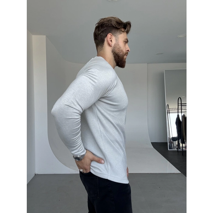 Waffle Kumaş Sweat Gri