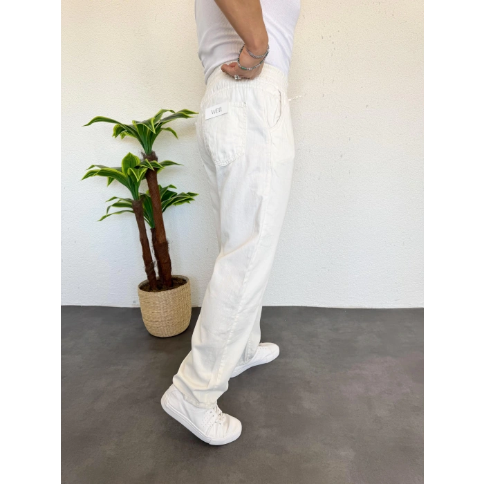 Yazlık Gabardin Kumaş Pantolon Beyaz