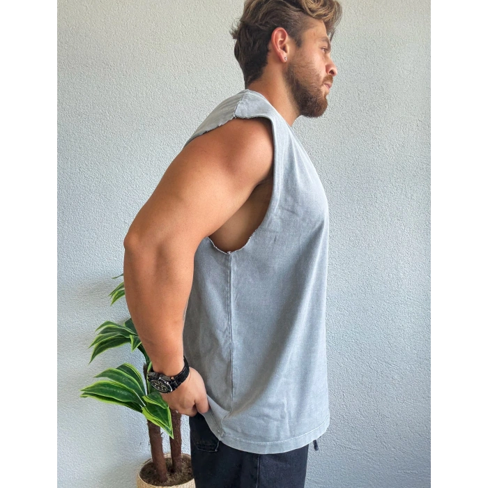 Yıkamalı Atlet Açık Gri