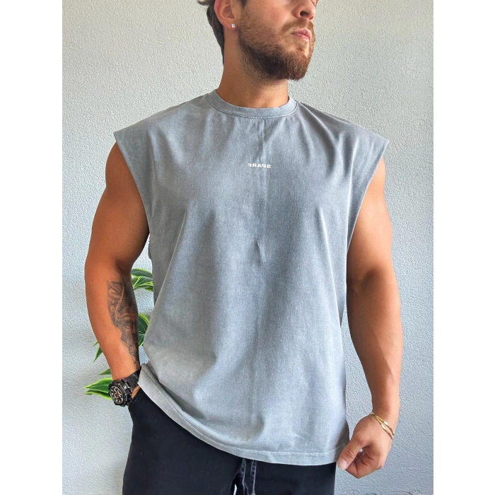 Yıkamalı Atlet Açık Gri