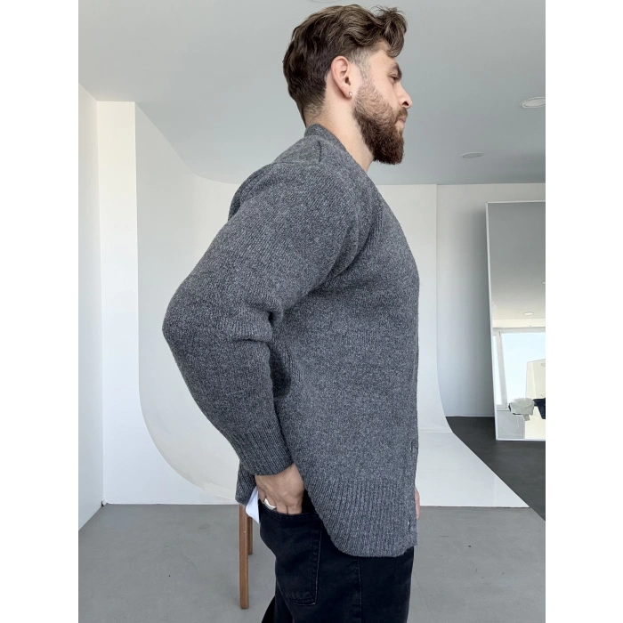 Yün Hırka Koyu Gri