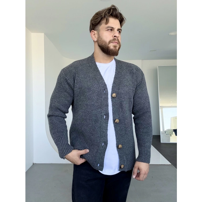 Yün Hırka Koyu Gri