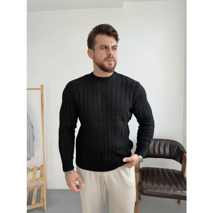 Zincir Desenli Kazak Siyah