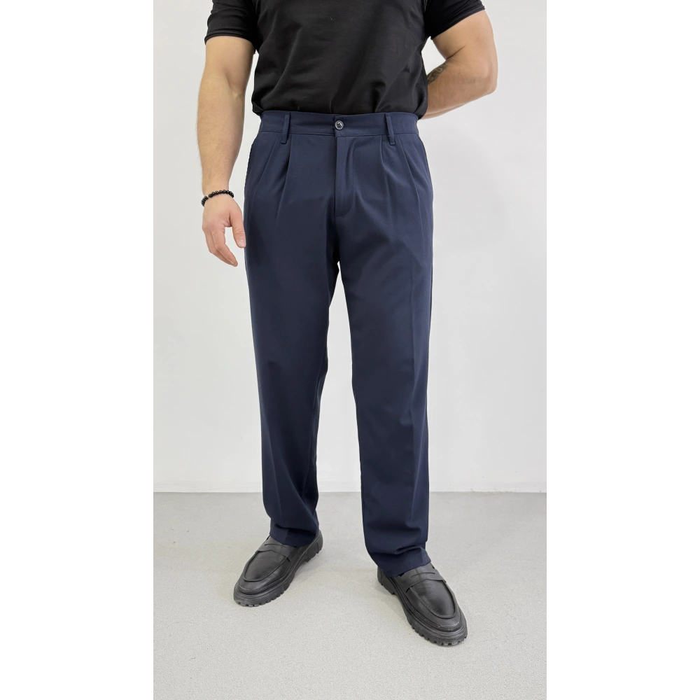 LACİVERT ÇİFT PİLELİ BAGGY KALIP KUMAŞ PANTOLON
