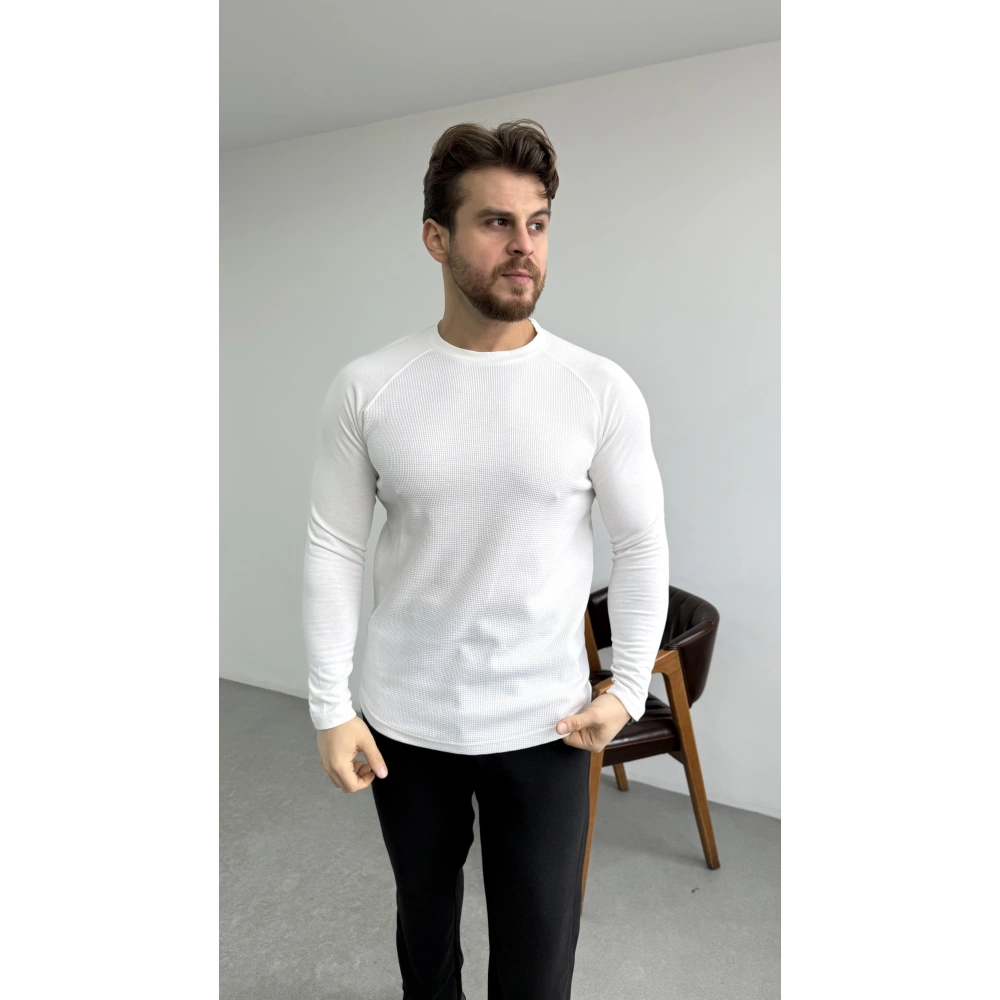 WAFFLE KUMAŞ BEYAZ SWEAT