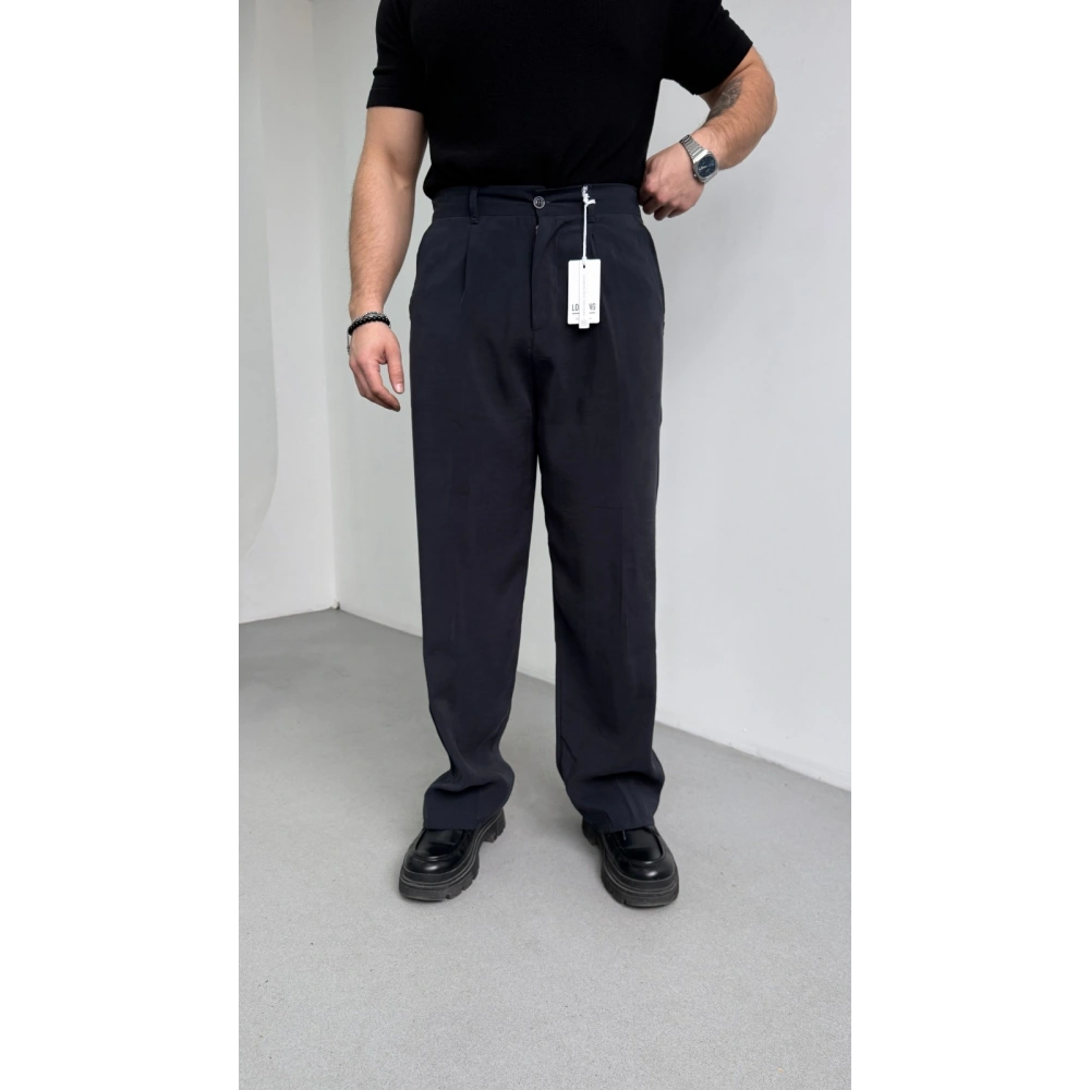 SİYAH MODAL KUMAŞ TEK PİLELİ BAGGY KALIP PANTOLON
