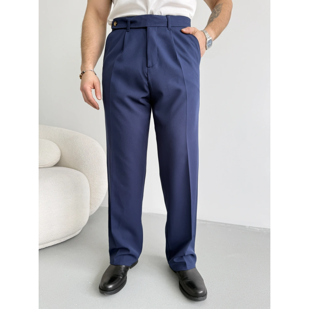 LACİVERT UZUN KEMERLİ BAGGY KALIP KUMAŞ PANTOLON