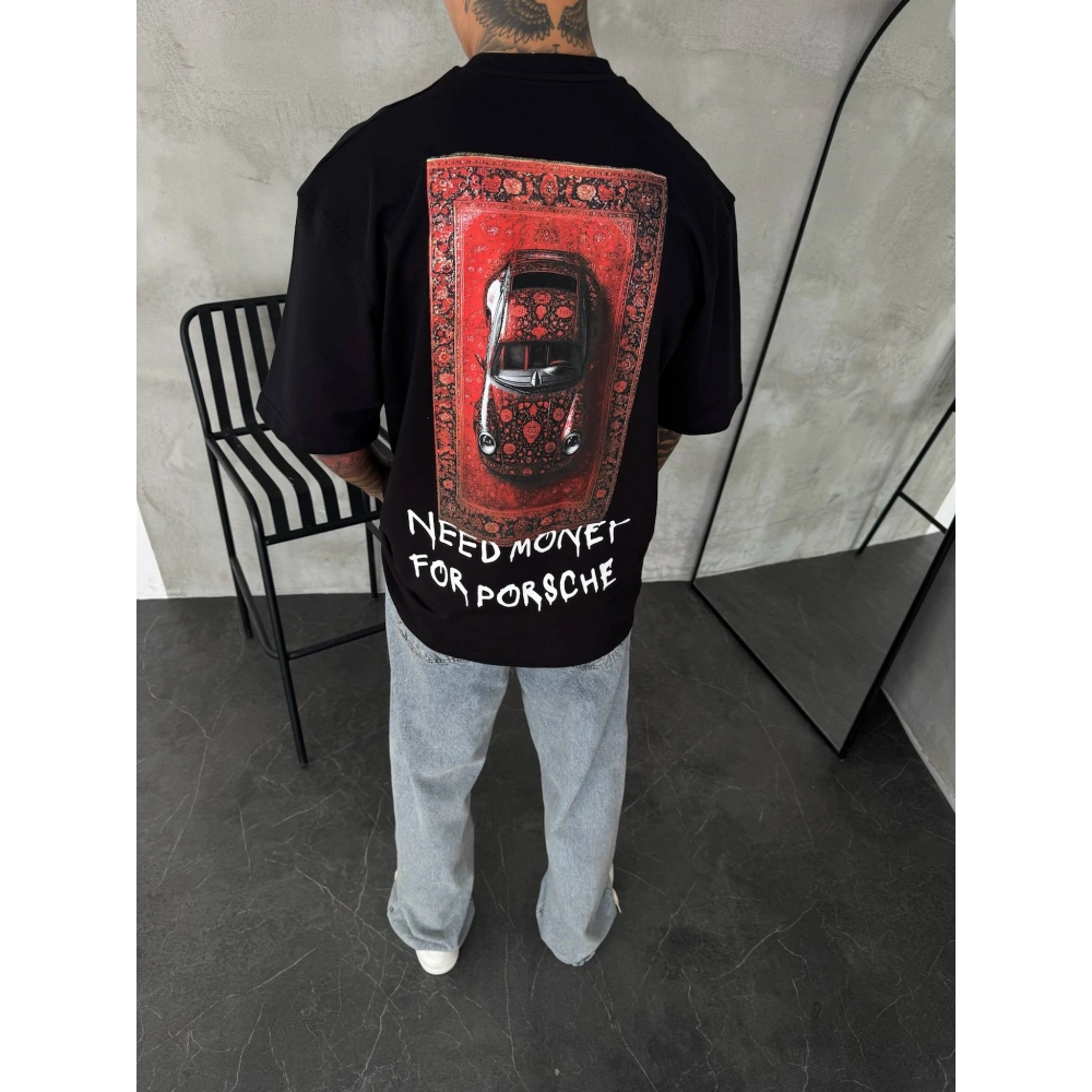 SİYAH OVERSİZE KALIP PORSCHE TİŞÖRT