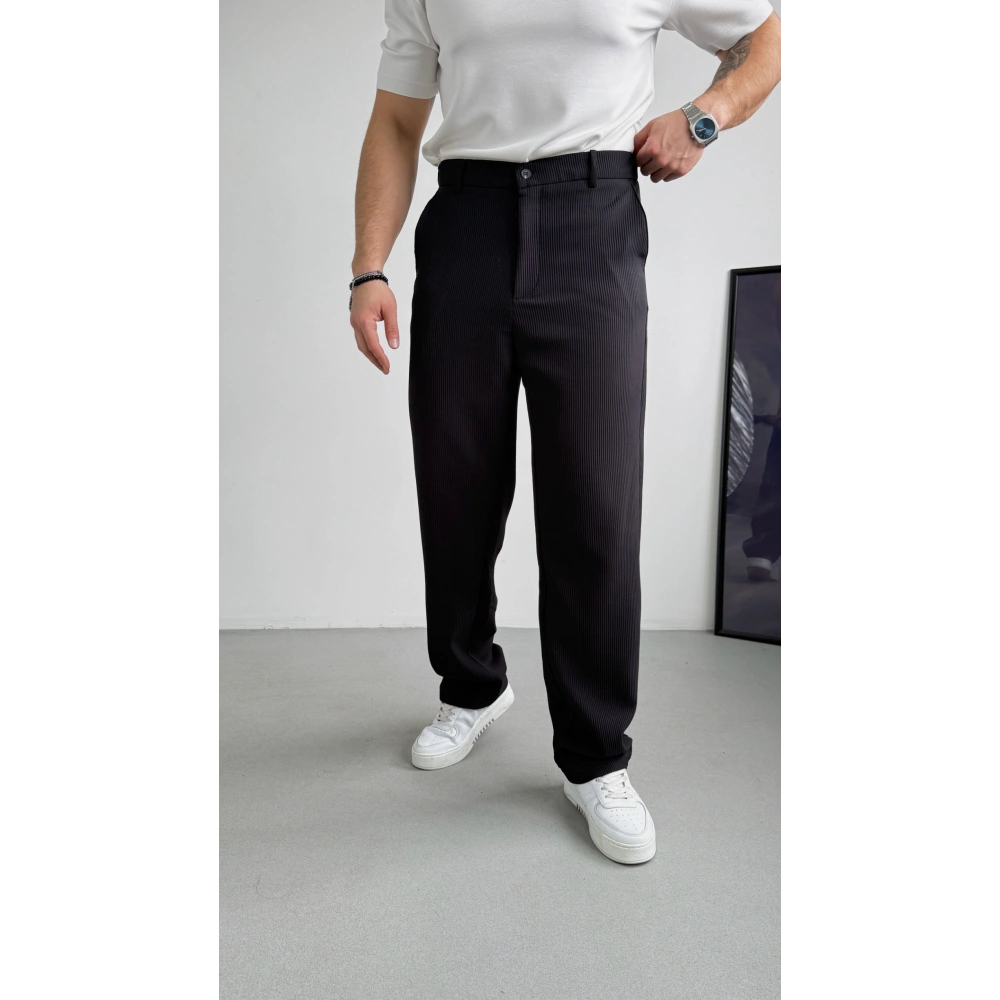 SİYAH BAGGY KALIP FİTİLLİ PANTOLON