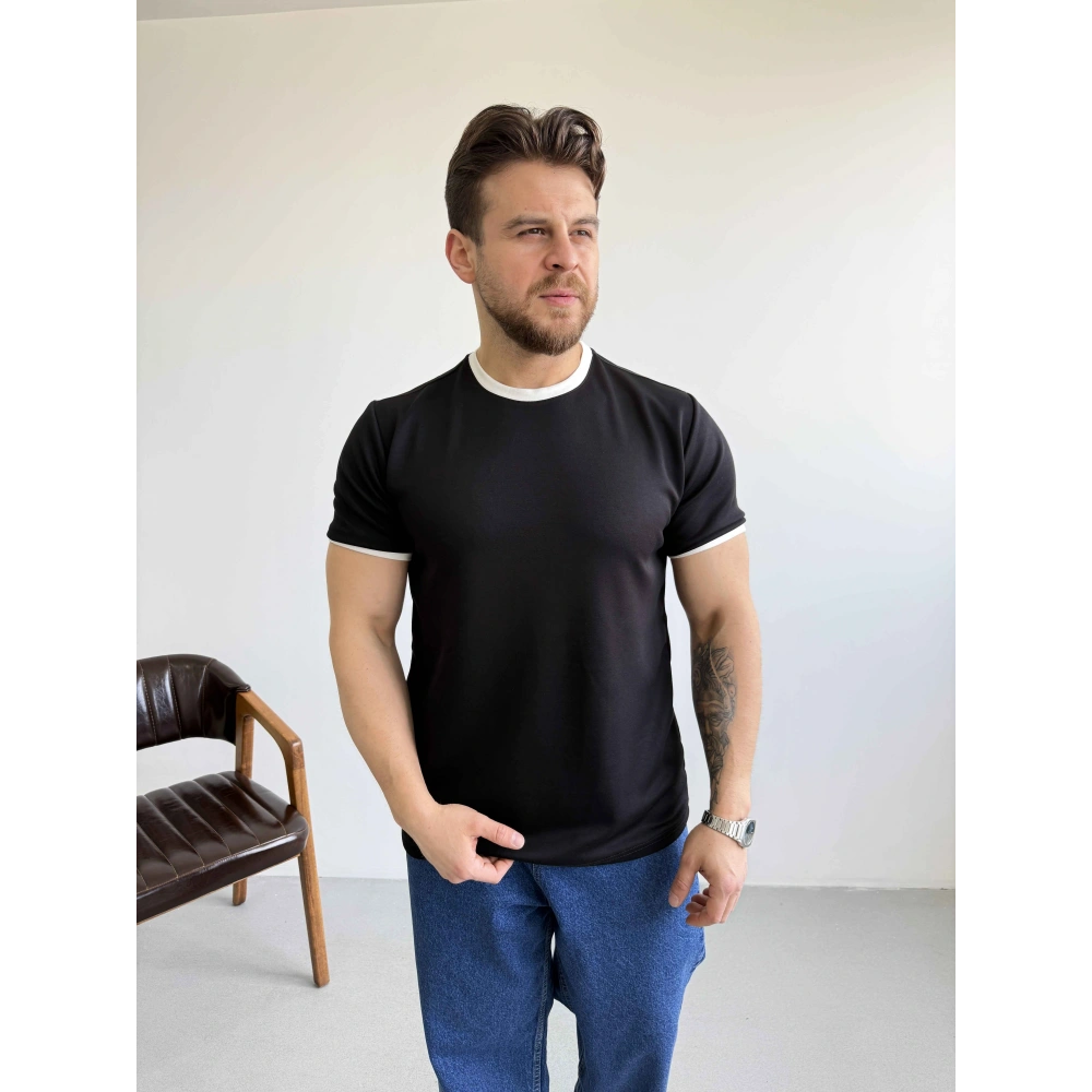SİYAH RİNGER RETRO TİŞÖRT
