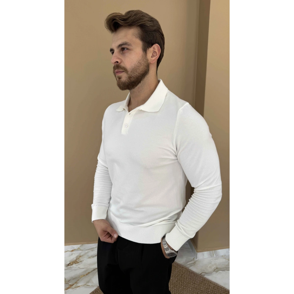 BEYAZ POLO YAKA TRİKO