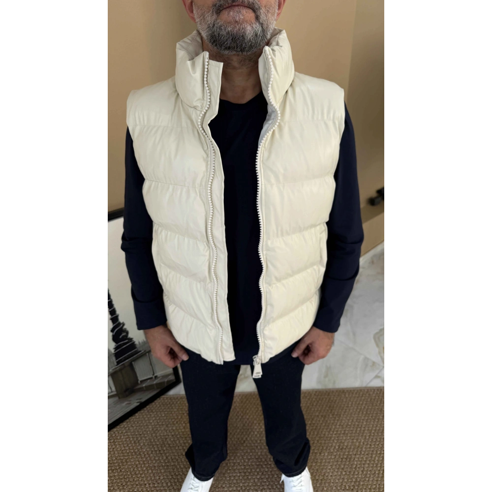 BEYAZ SUNİ DERİ ŞİŞME YELEK