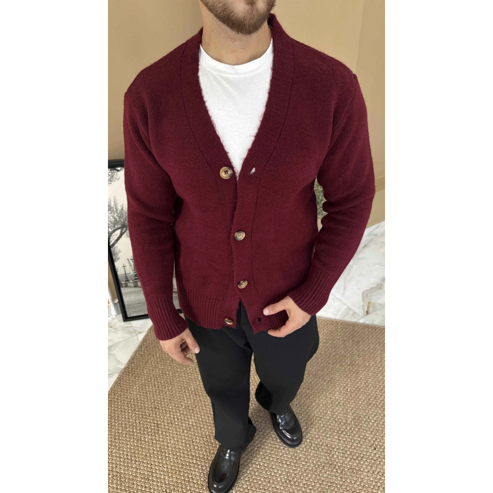 BORDO DÜĞMELİ TRİKO HIRKA