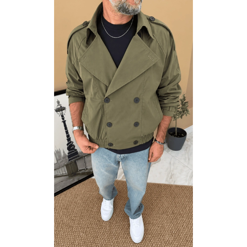 HAKİ OVERSİZE KISA TRENÇKOT
