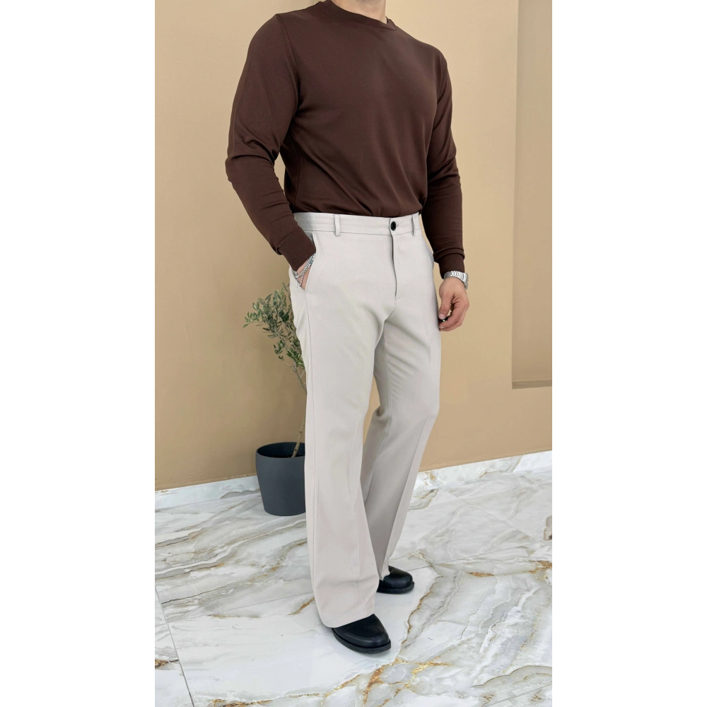 KREM İSPANYOL PAÇA KUMAŞ PANTOLON