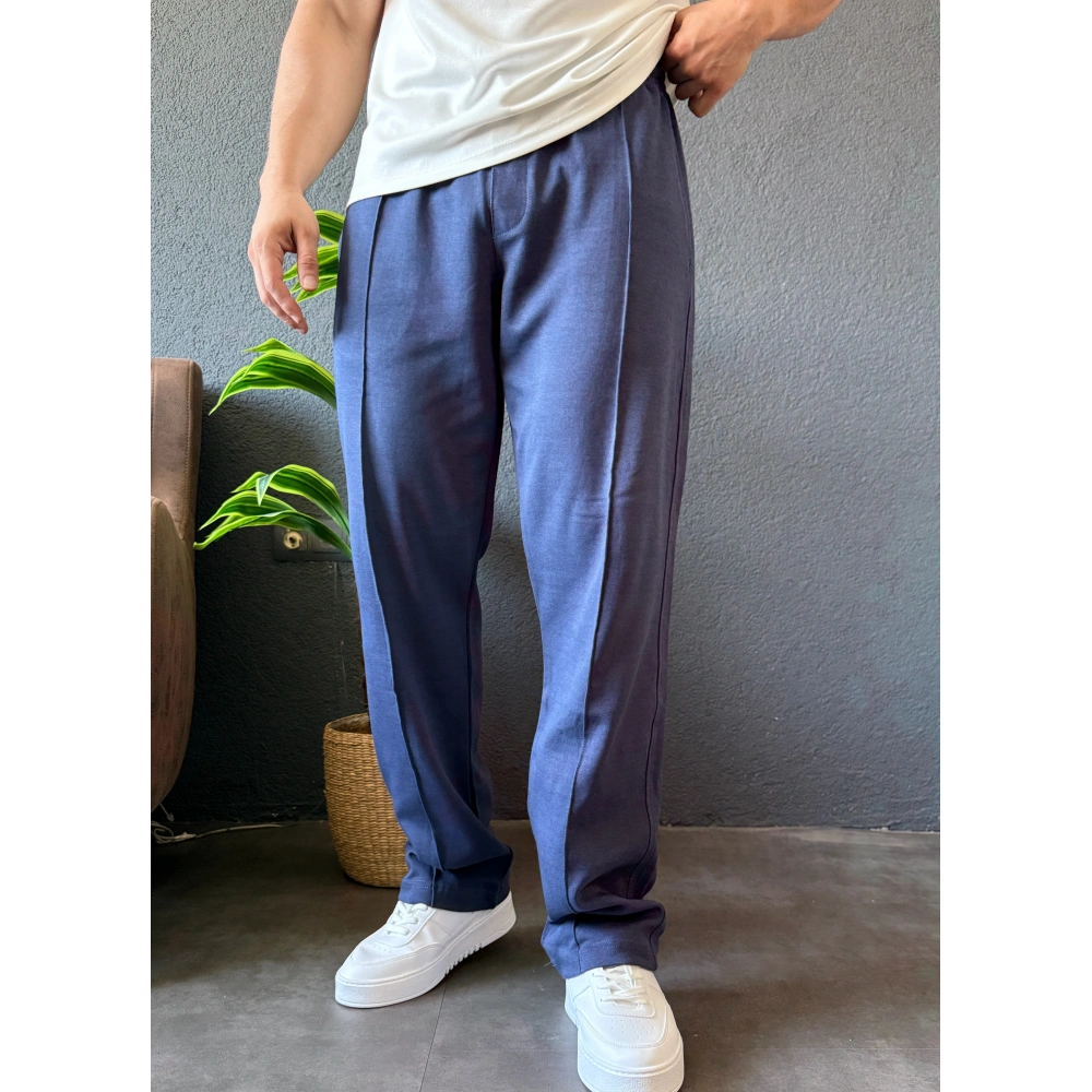 LACİVERT ÇİMA DETAYLI BAGGY KALIP EŞOFMAN
