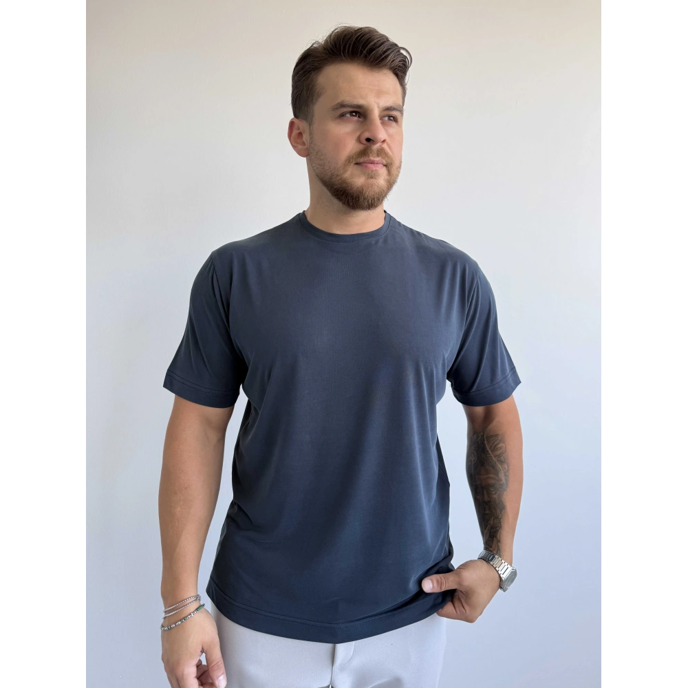 LACİVERT TENCEL MODAL KUMAŞ RELAXFİT TŞÖRT