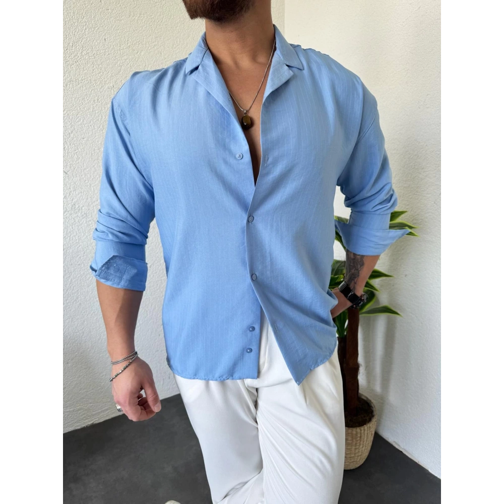 Mavi Düz Çizgili Gömlek