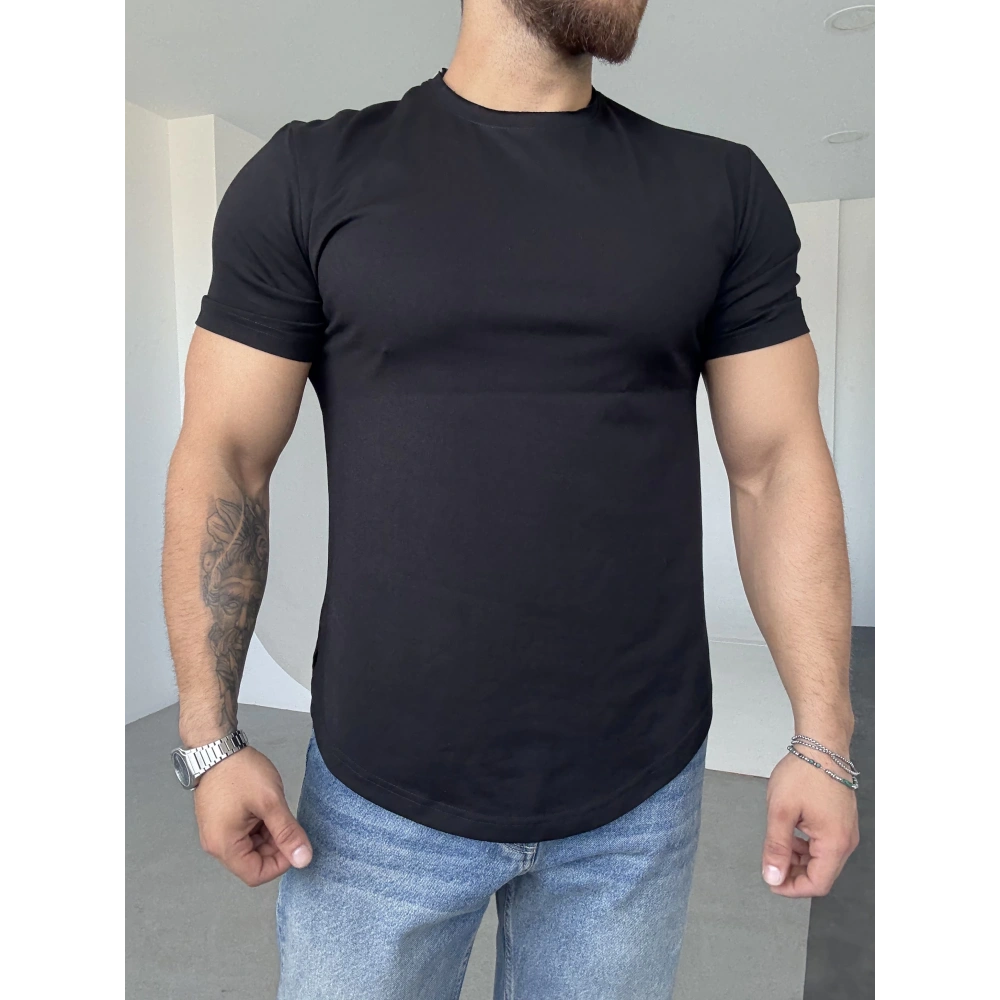 Ovel Kesim Basic Tişört Siyah