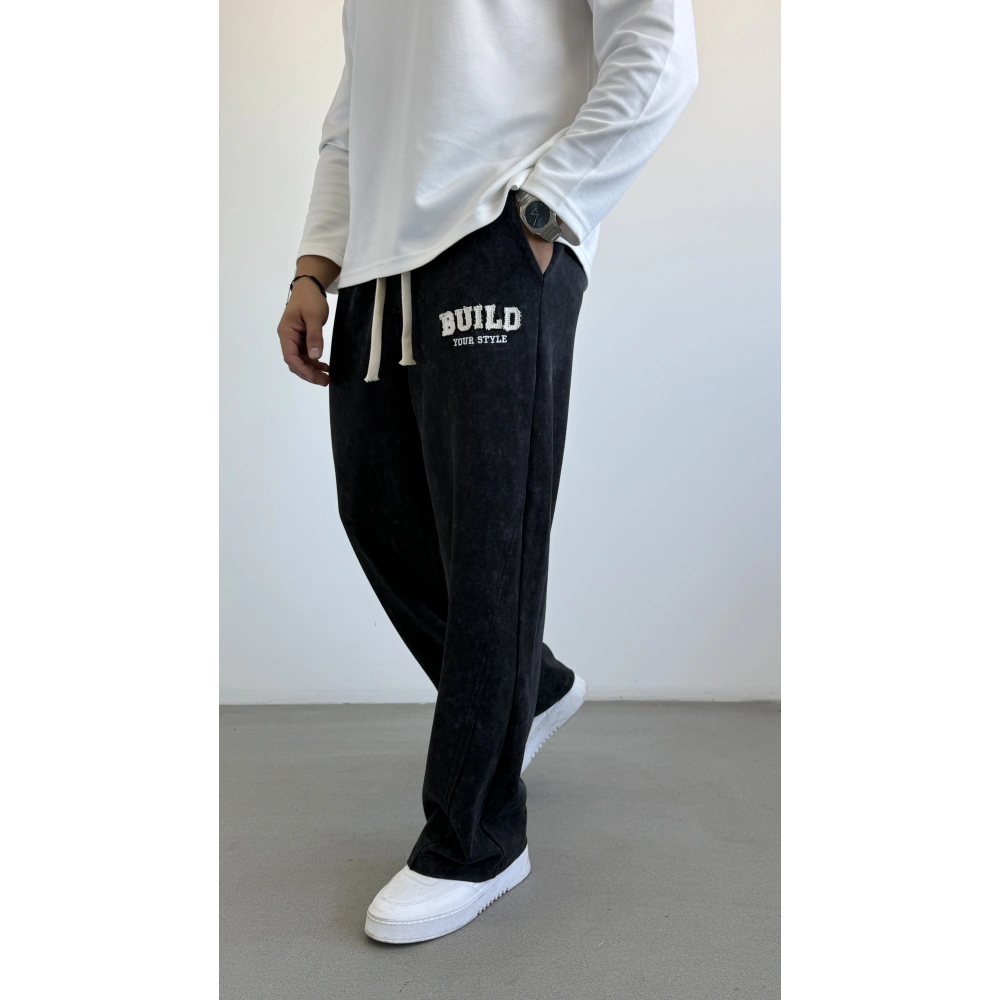 SİYAH BAGGY KALIP ASİT YIKAMA BUİLD EŞOFMAN