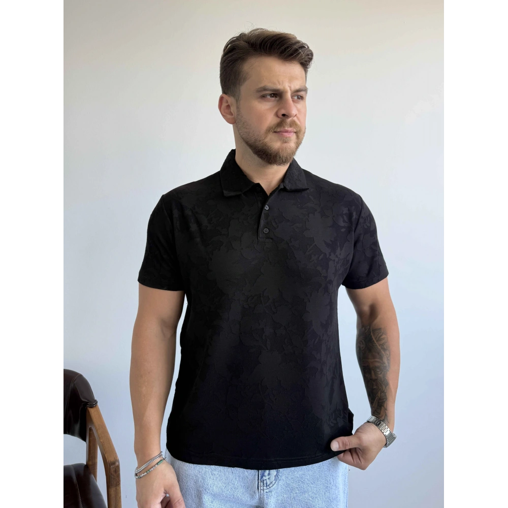 SİYAH KARARLI POLO YAKA TİŞÖRT