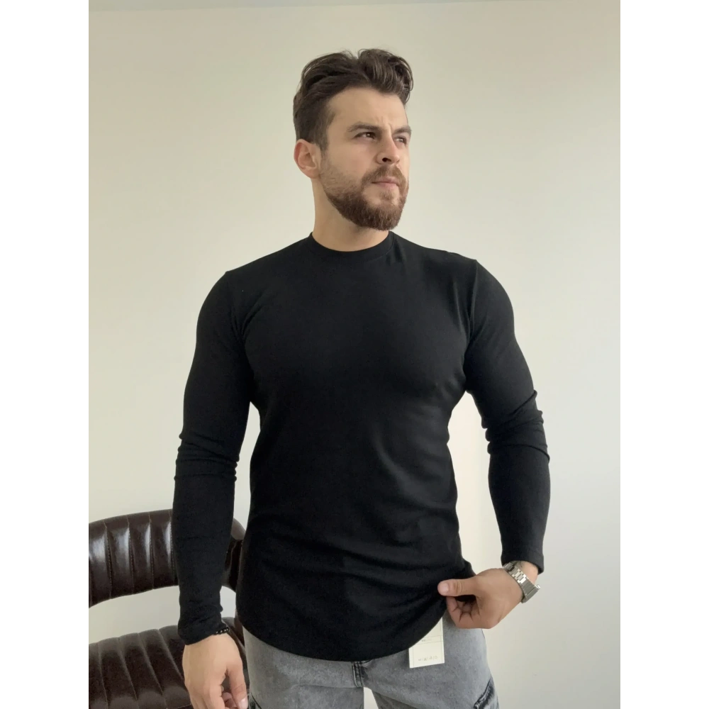 Siyah Ovel kesim REGULER kalıp sweat
