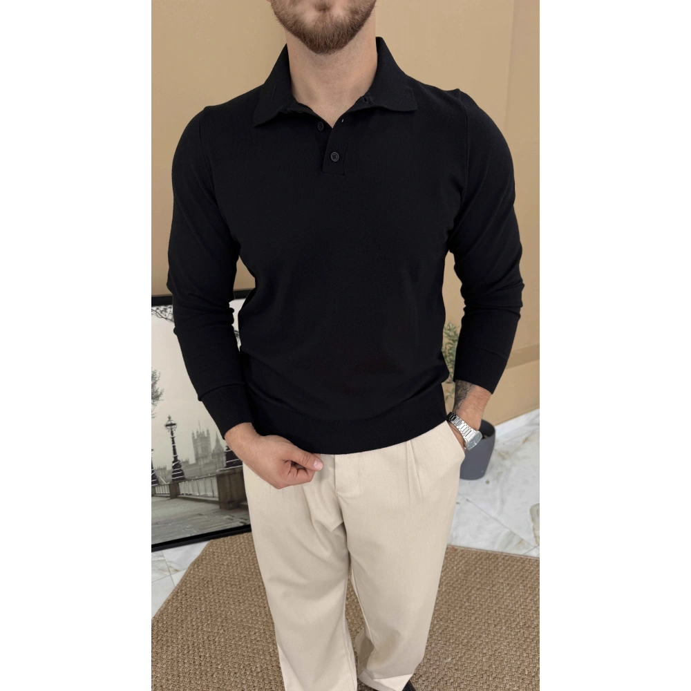 SİYAH POLO YAKA TRİKO