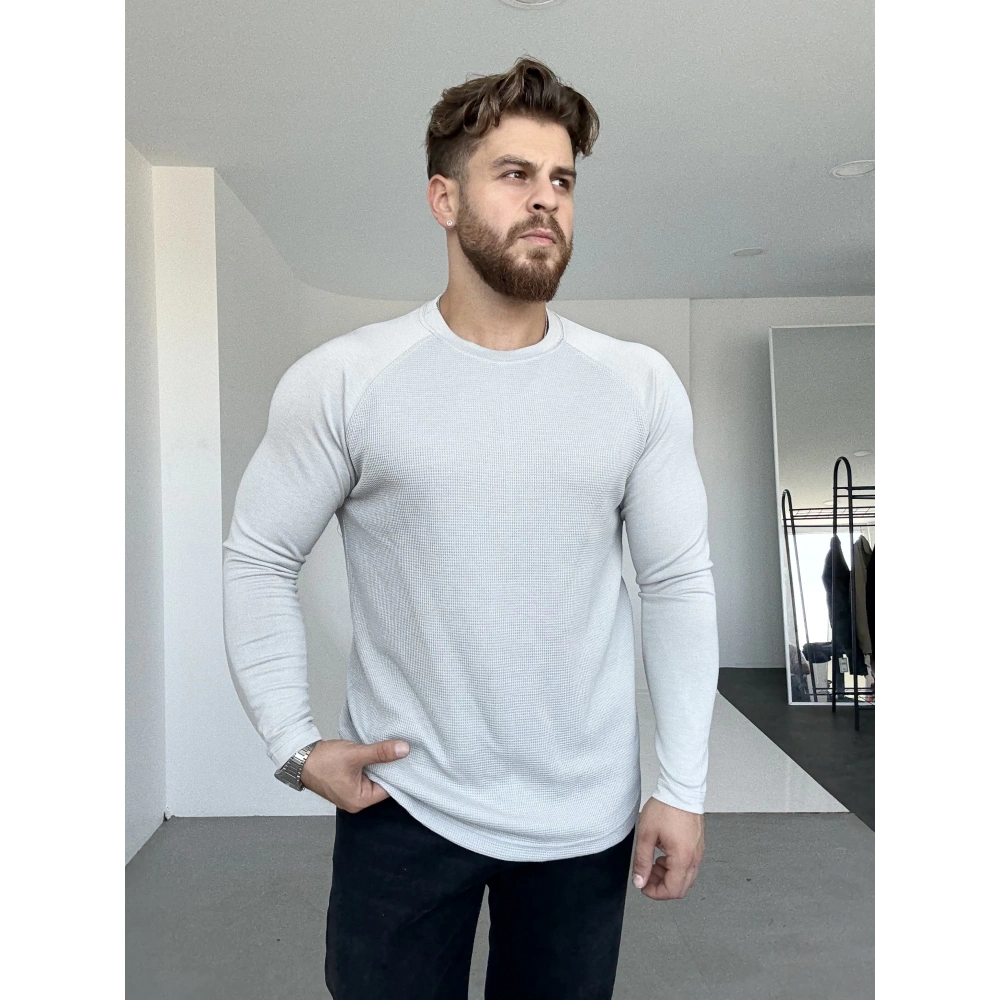 WAFFLE KUMAŞ GRİ SWEAT