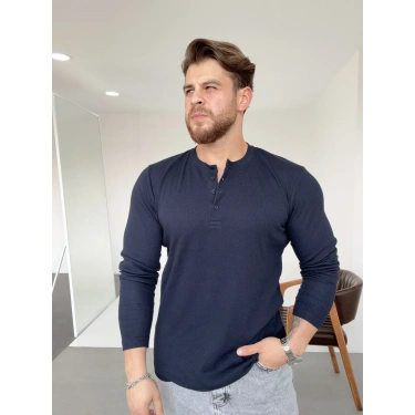 3 Düğmeli Sweat Lacivert