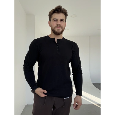 3 Düğmeli Sweat Siyah