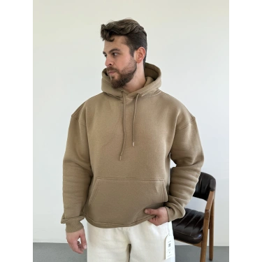 3 iplik Hoodie Vizon