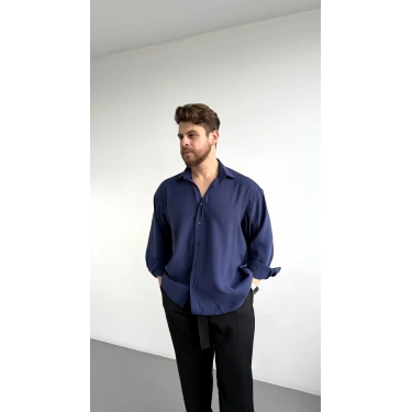 LACİVERT MODAL KUMAŞ GÖMLEK