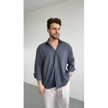 ANTRASİT GRİ MODAL KUMAŞ GÖMLEK