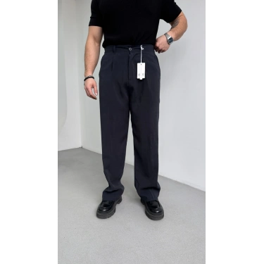 SİYAH MODAL KUMAŞ TEK PİLELİ BAGGY KALIP PANTOLON