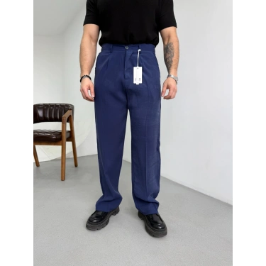 LACİVERT MODAL KUMAŞ TEK PİLELİ BAGGY KALIP PANTOLON