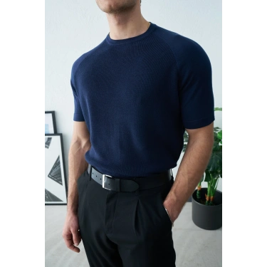 LACİVERT REGLAN KOL PAMUK KUMAŞ TRİKO