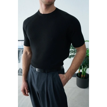 SİYAH REGLAN KOL PAMUK KUMAŞ TRİKO