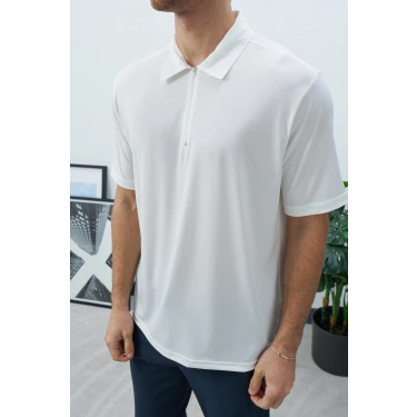 BEYAZ FERMUARLI POLO YAKA TİŞÖRT
