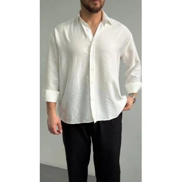 BEYAZ VİSKON KETEN GÖMLEK