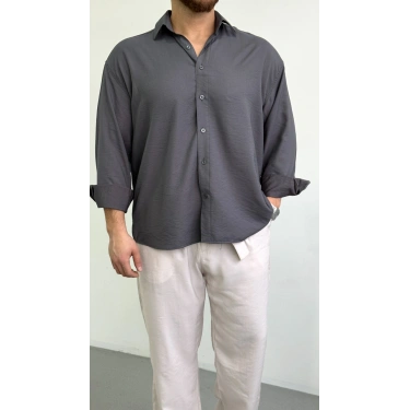 ANTRASİT VİSKON KETEN GÖMLEK