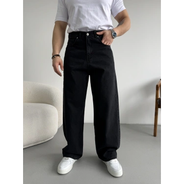 SİYAH LOOSE FİT KALIP BAGGY KOT PANTOLON