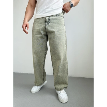MİNT YEŞİLİ ASİT YIKAMA BAGGY KALIP JEAN