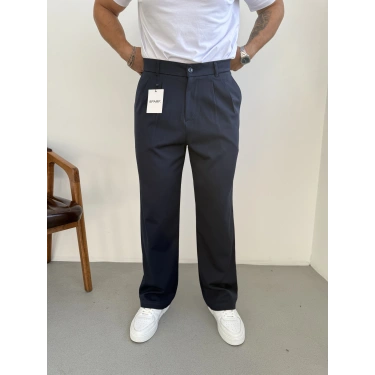 Baggy Kalıp Kışlık Kumaş Pantolon Lacivert