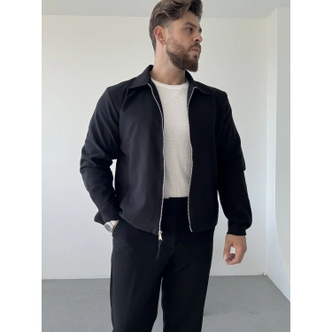 Basic Fermuarlı Ceket Siyah
