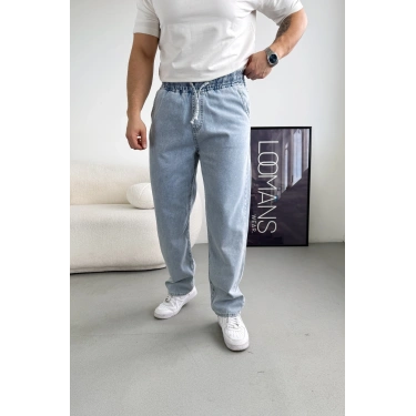 Bel Lastikli Kot Pantolon Buz Mavisi