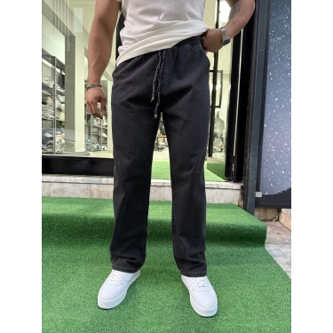 Bel Lastikli Kot Pantolon Siyah