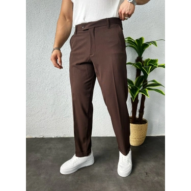 Boyfriend Kumaş Pantolon Kahverengi