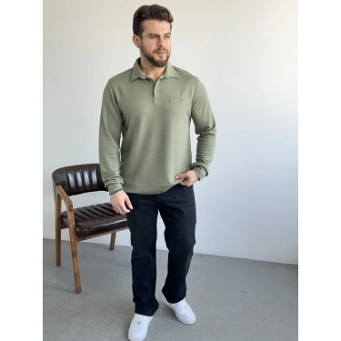 Çağla Yeşili Oysh Kumaş Polo Yaka Sweat